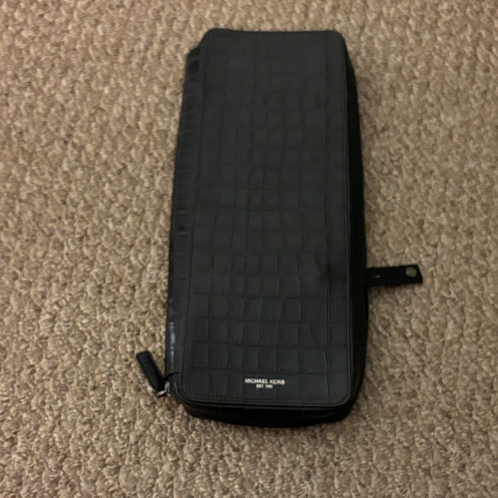 Michael Kors Croc-Embossed Black Tie Accessory Bag
